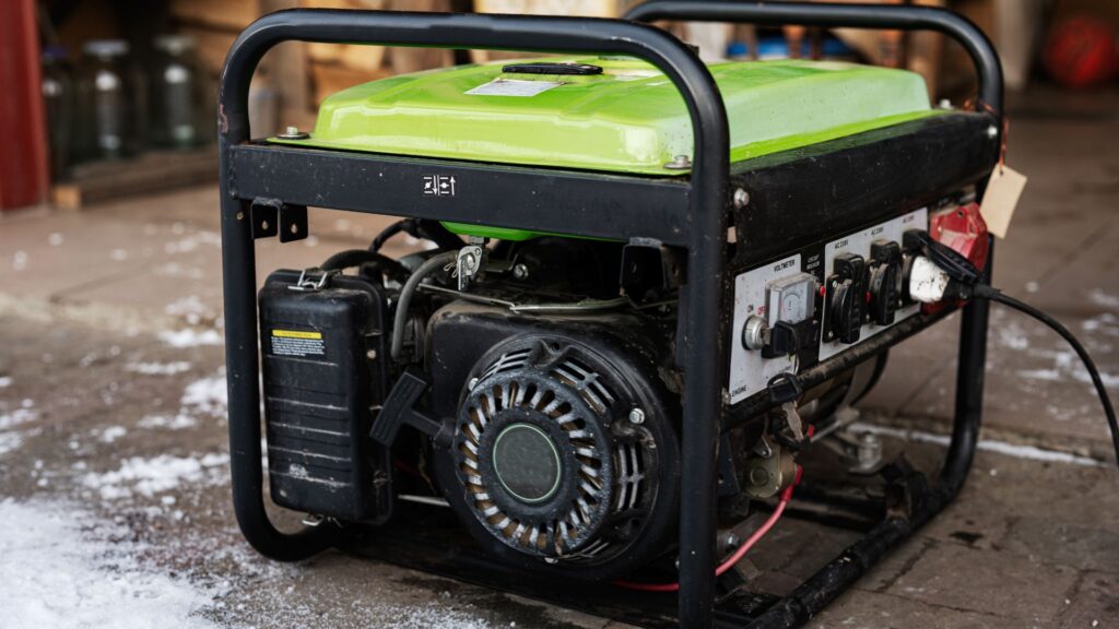 A close-up of a backup generator