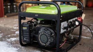 A close-up of a backup generator