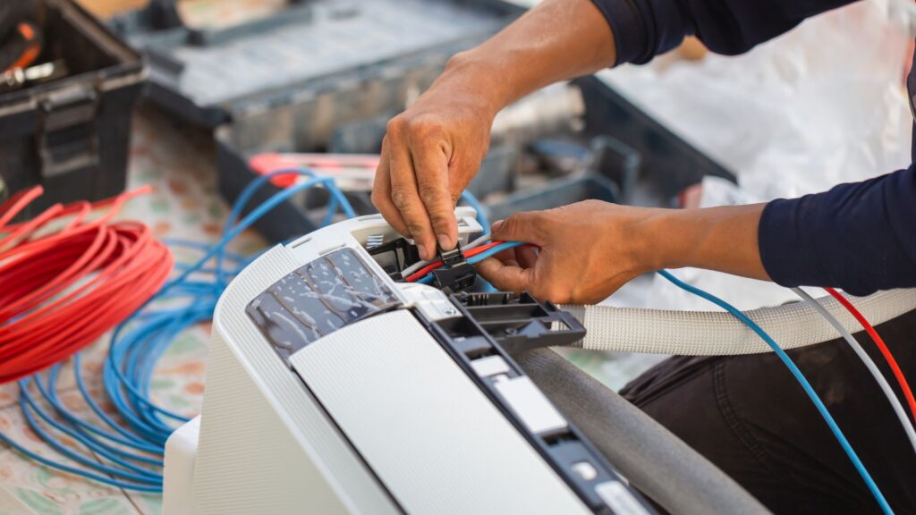 Residential electrician working
