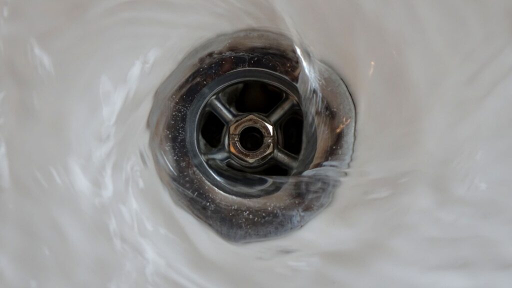 water going down drain