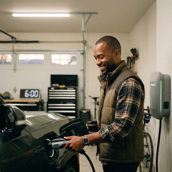man charging vehicle