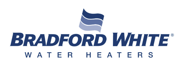 The Bradford White Water Heaters logo features a sleek blue wave graphic above the company name, which is displayed in bold blue lettering. This professional design reflects the trusted quality and service offered by Divine’s team in water heating solutions.